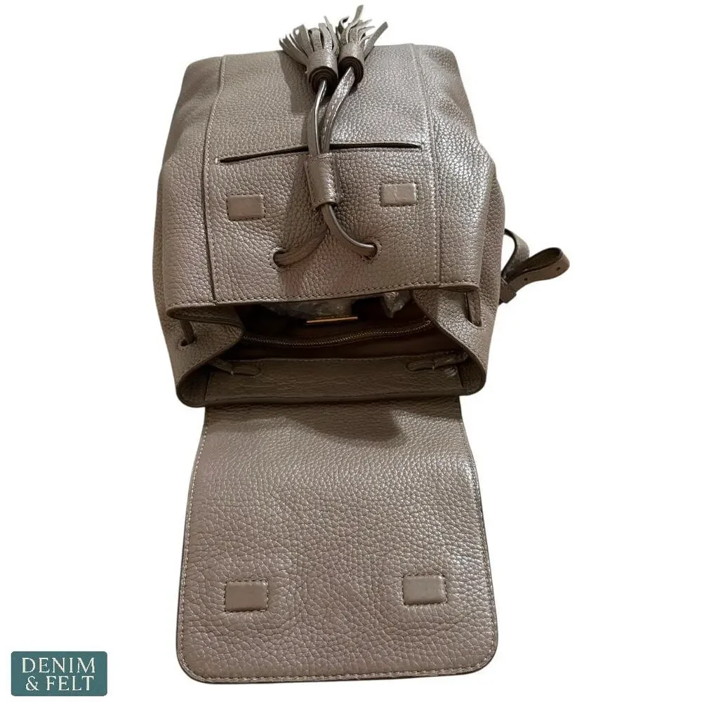 Tory Burch Sand McGraw Leather Backpack w/‎ Tassel Detail, Adjustable Straps